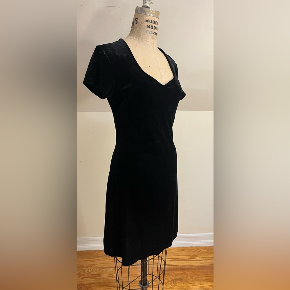 Vintage Y2K Hot Kiss Black Velvet Mini Dress